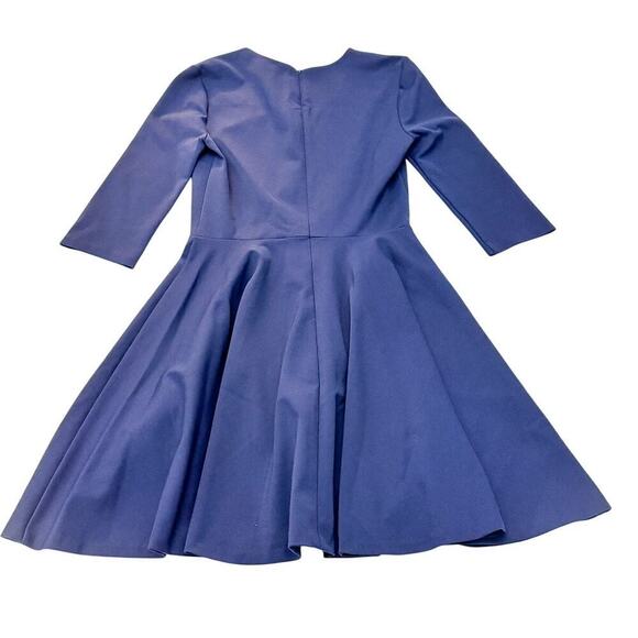 Diane Von Furstenberg Navy Blue Flare Skirt Long Sleeve Dress Size 2 - Picture 3 of 6